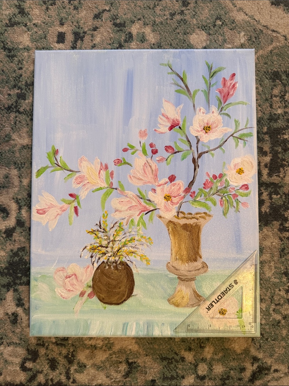 Pinky Blossoms made on real canvas in acrylics
